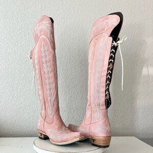 Lane LEXINGTON Over the Knee Womens Cowboy Boots 6 Pink Western Cowgirl Lace up